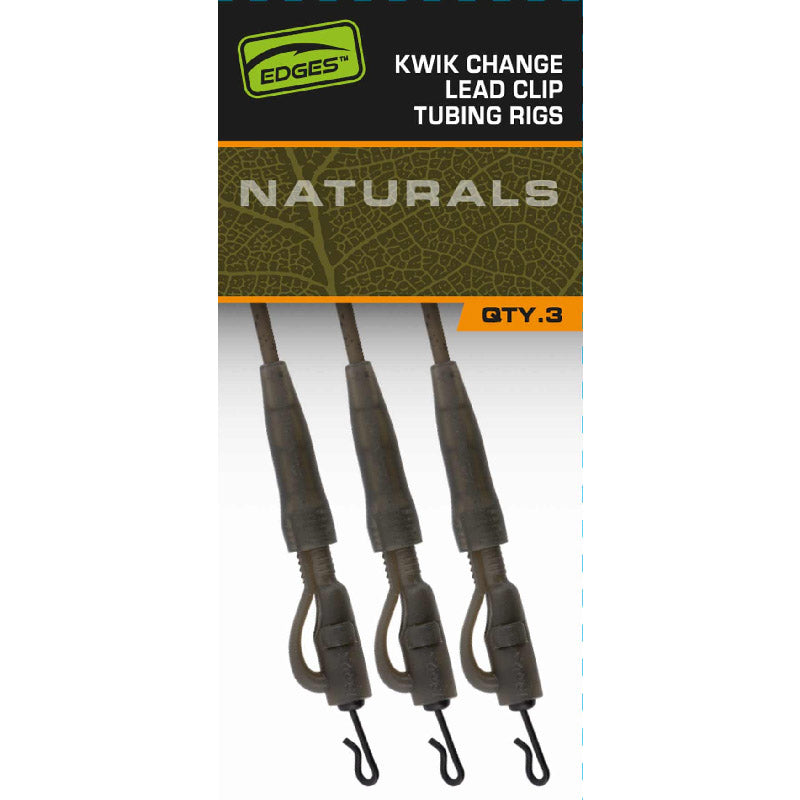 Fox Edges Naturals Kwik Change Lead Clip Tubing rigs x 3