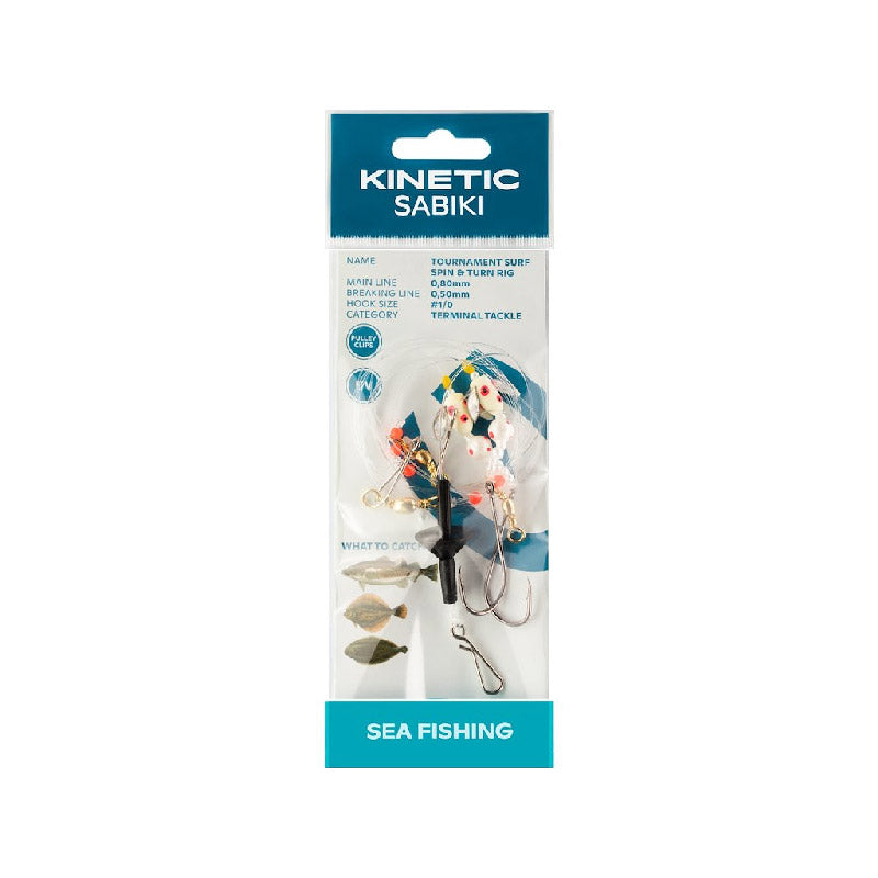 Kinetic Plattfisktackel Tournament Surf Spin & Turn Rig Pearl #1/0