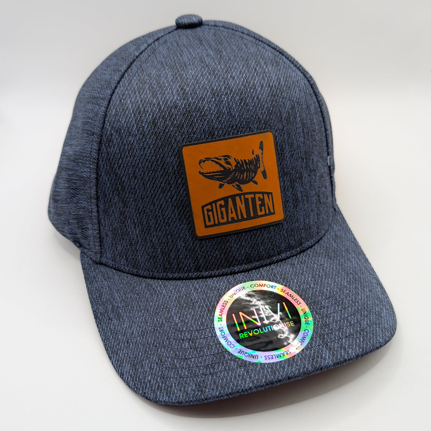 Sportfiskegiganten Keps Leather Patch Logo, Navy Melange