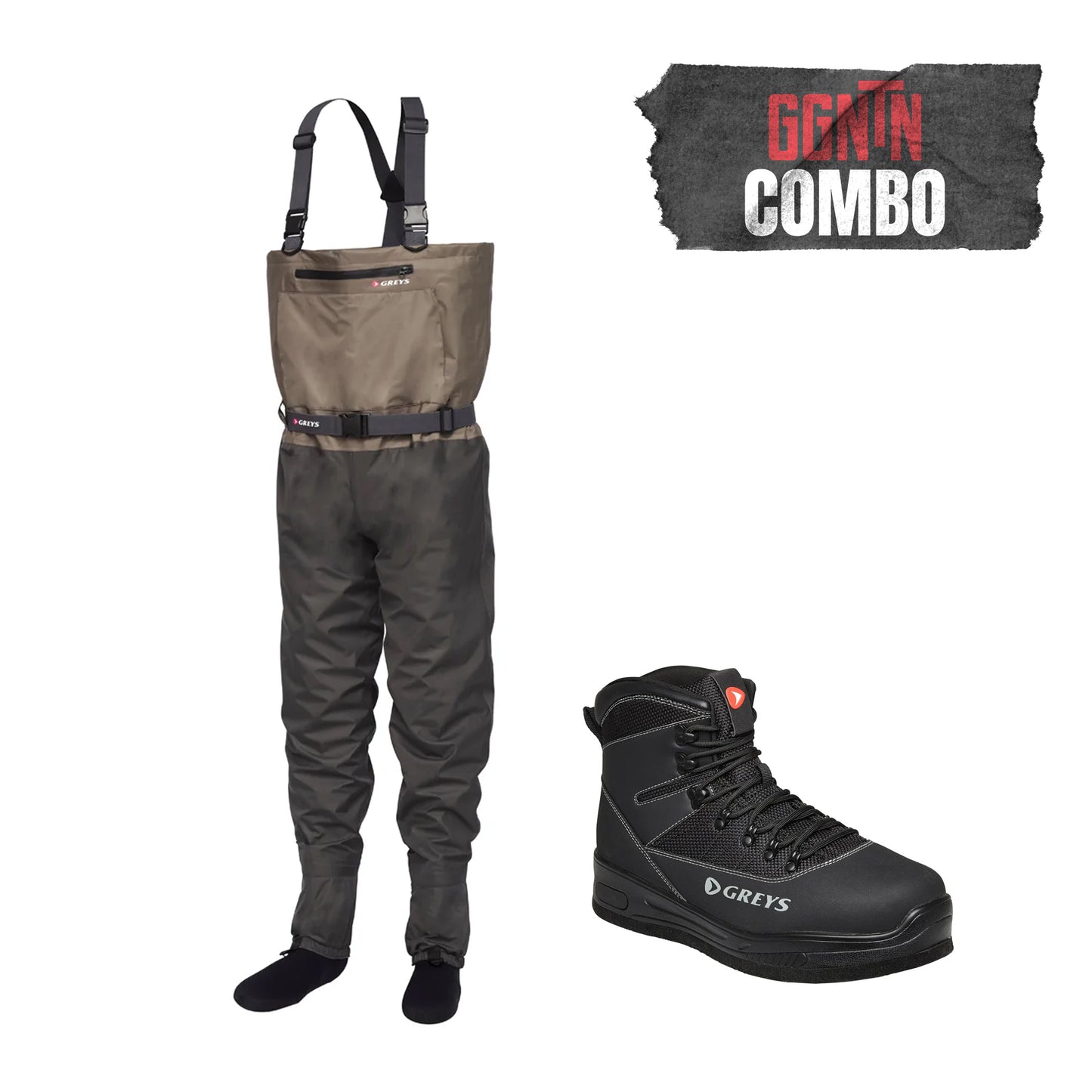 Wader package: GREYS TAIL wader pants + TIDAL wader shoes (felt sole)
