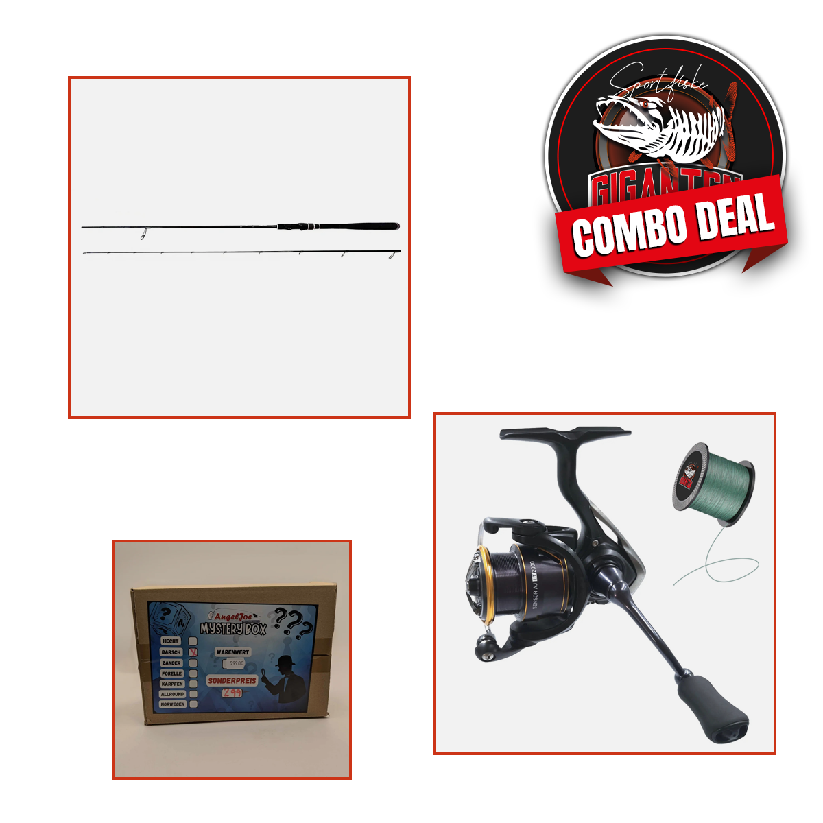 Perch starter kit: Westin AJ Custom Perch 7.4ft 3-18g (2-part) + Daiwa Sensor AJ LT 2000 (incl. spooled braid line) + AngelJoe Mystery Box, Perch