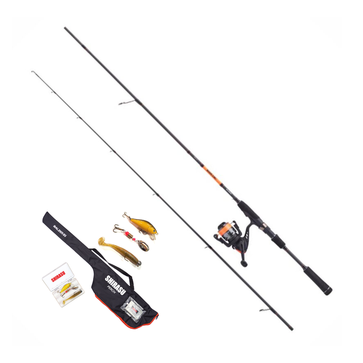 Juniorkit, Haspel: Shirasu Perch Special Edition 7.1ft 215cm 4-16g, 2-del + Shirasu Perch Reel (inkl påspolad 0.10 flätlina)