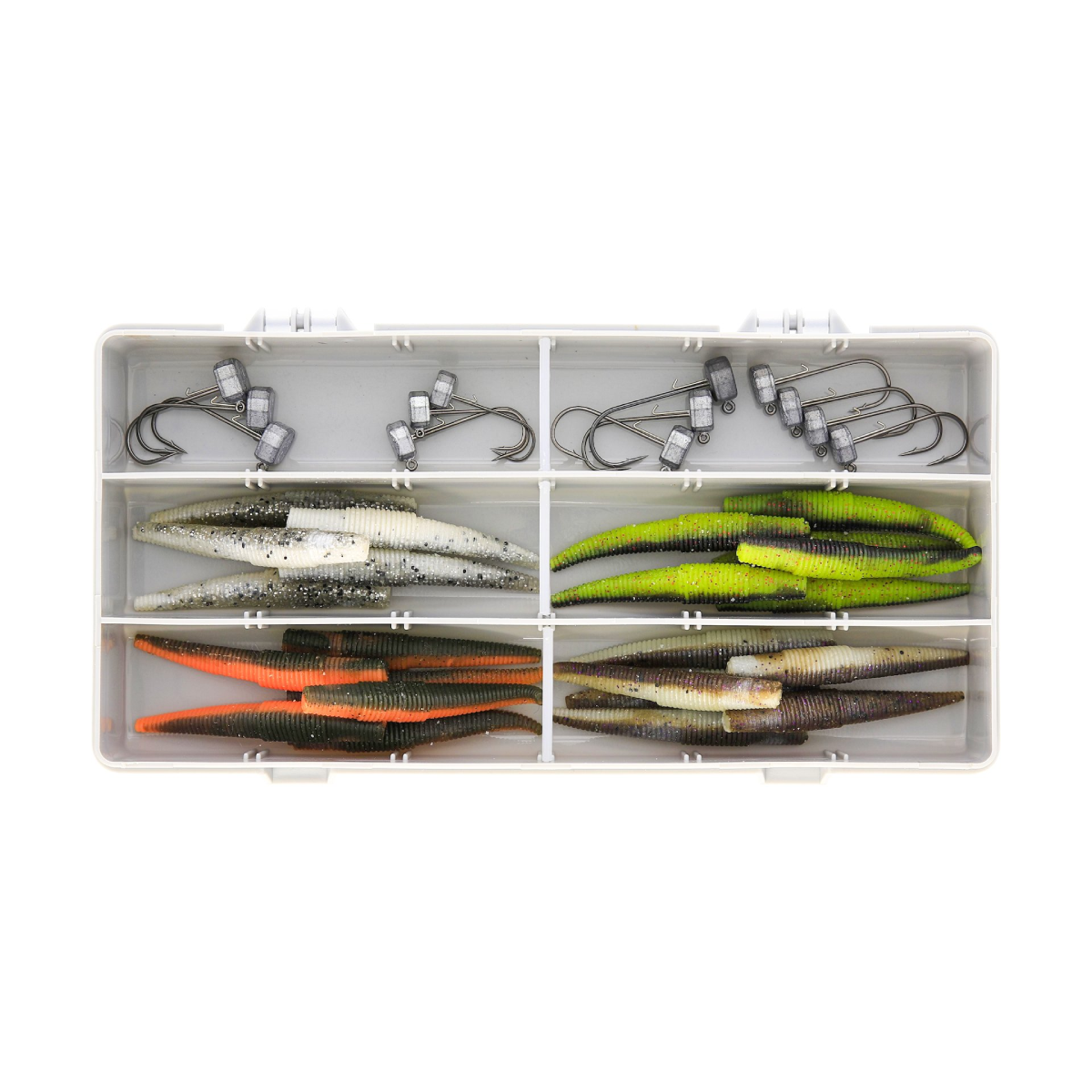 Westin Ned Worm Box (bait pack for perch with 24 jigs + jig heads and bait box)