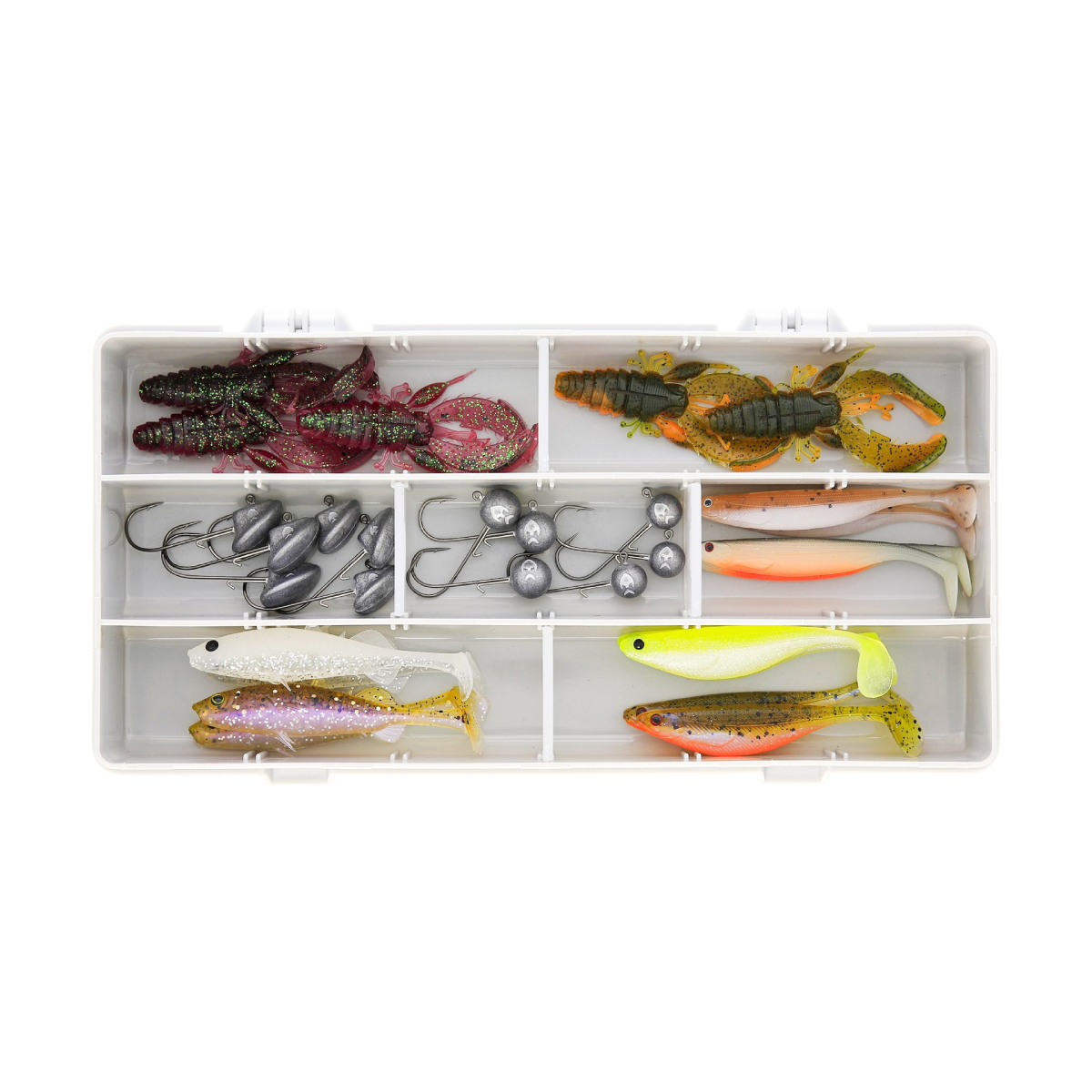 Westin Perch Box Jigging (betespaket för abborre med 17 jiggar + jiggskallar och beteslåda)
