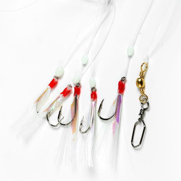 Spring heck white with flash and white bullets 3/0, 5 hook