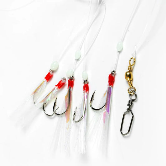 Spring heck white with flash and white bullets 3/0, 5 hook