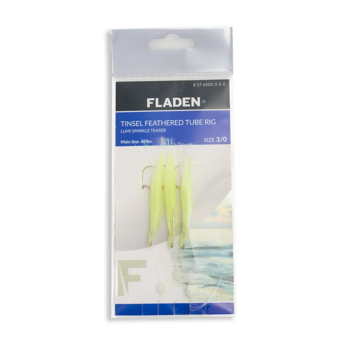 Lumi sparkle teasertinsel feathered tube rig 3 hooks 3/0 60Lbs