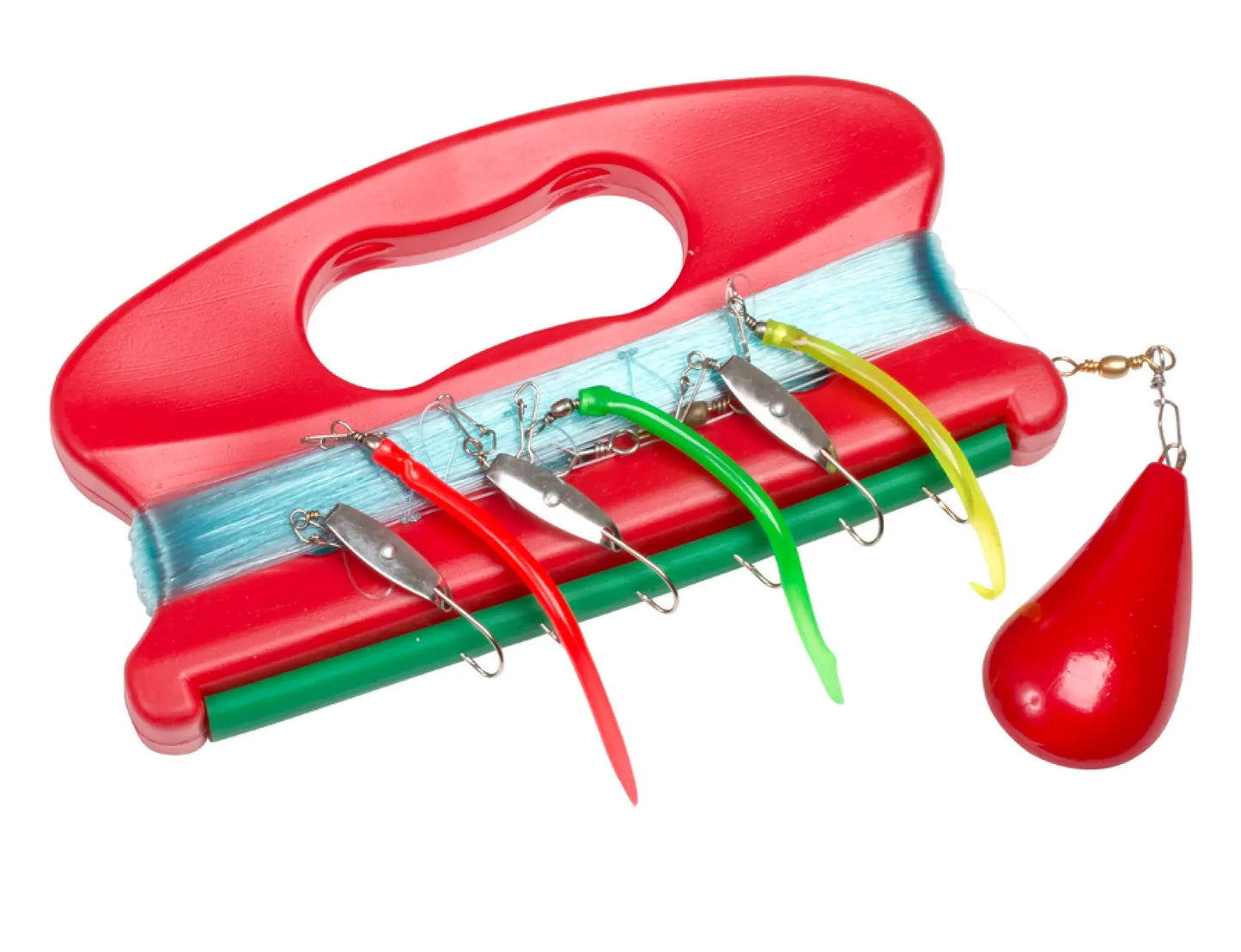 Makrillharpa plastvinda 75m lina 6 krokar 300g sänke