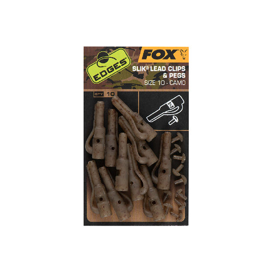 Fox Edges Camo Size 10 Slik lead clip + pegs