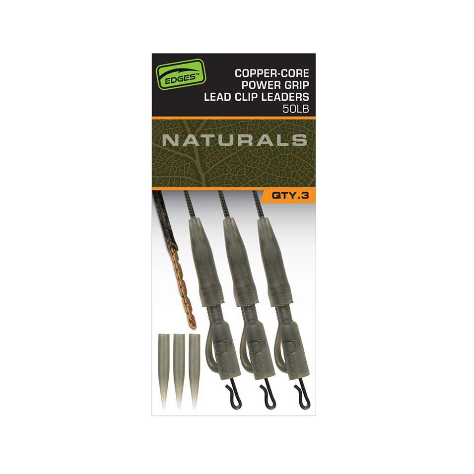 Fox Edges Naturals Copper-Core Power Grip Lead Clip Leaders x3