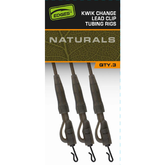 Fox Edges Naturals Kwik Change Lead Clip Tubing rigs x 3
