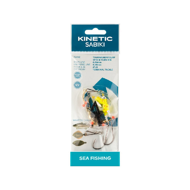 Kinetic Plattfisktackel Tournament Surf Spin & Turn Rig Yellow #1/0