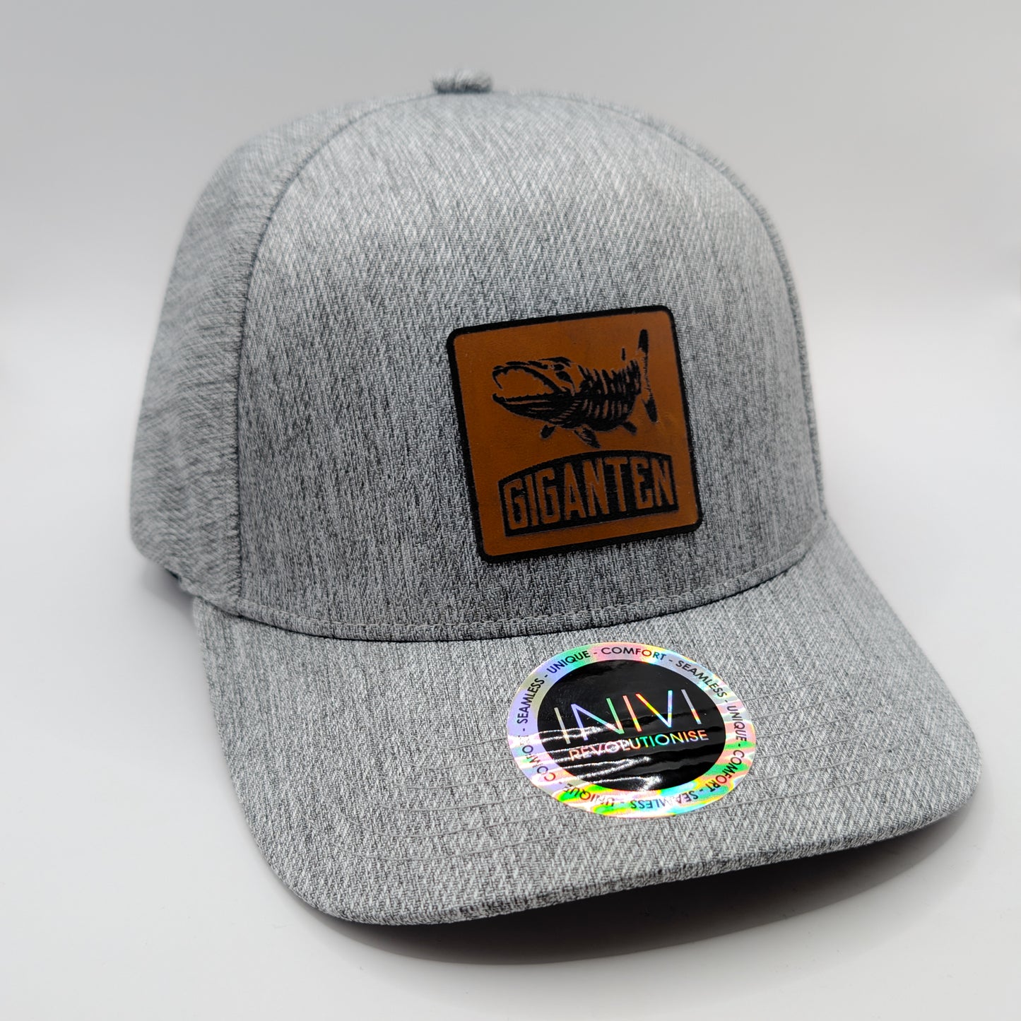 Sportfiskegiganten Leather Patch Logo, Grey Melange