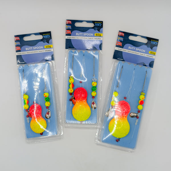 YAD Butt Spoon Plattfiskrigg Red/Yellow