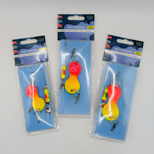 YAD Butt Spoon 2 Plattfiskrigg Red/Yellow