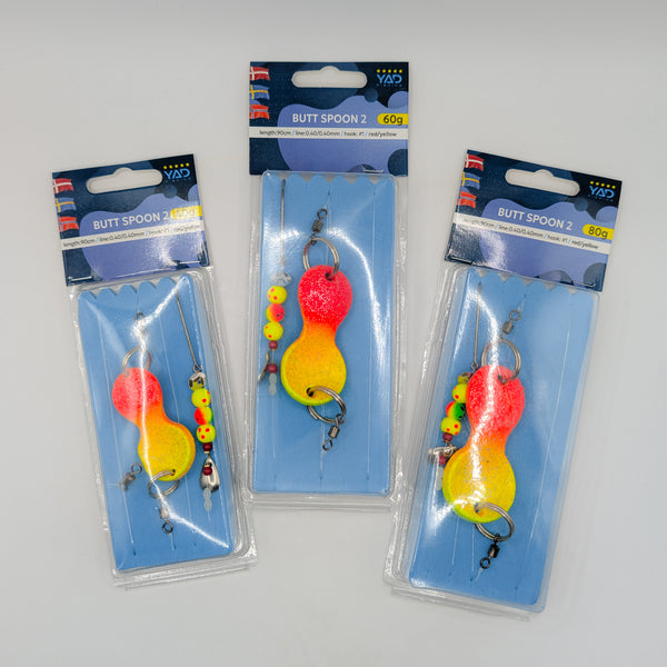 YAD Butt Spoon 2 Plattfiskrigg Red/Yellow