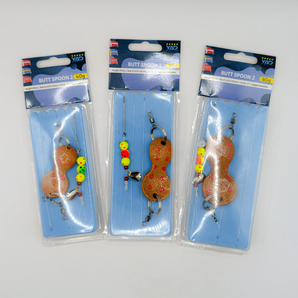 YAD Butt Spoon 2 Plattfiskrigg Copper Red Dots