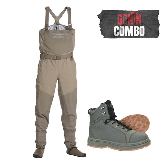 Wader package: Vision KOSKI wader pants + wader shoes (Rubber 2.0 sole)