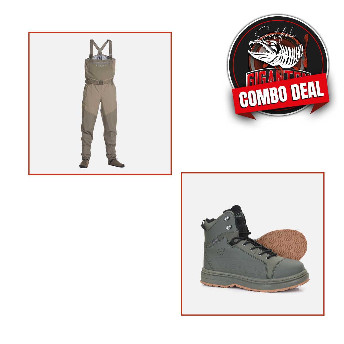 Wader package: Vision KOSKI wader pants + wader shoes (Rubber 2.0 sole)