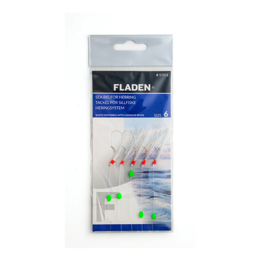 Fladen White hackle fly with luminous beads #6