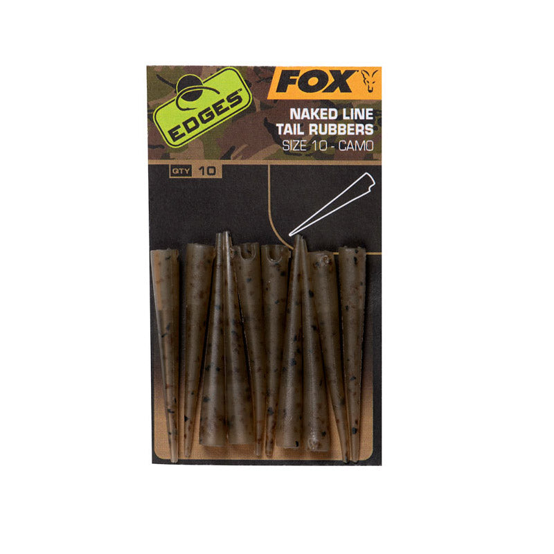 Fox Edges Camo Naked Line tail rubbers size 10 x 10-pack