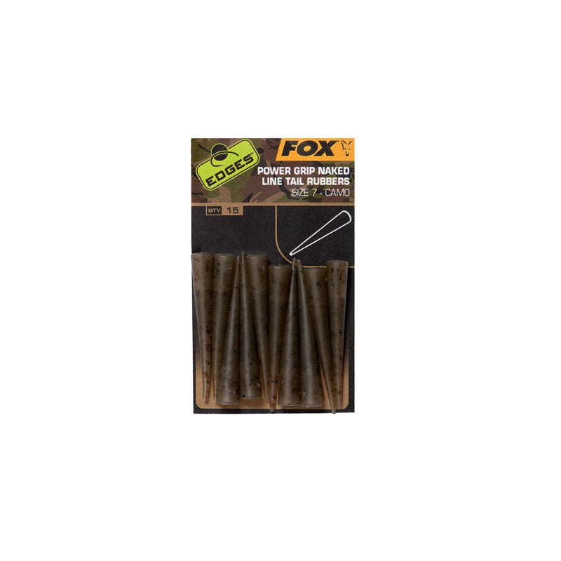 Fox Edges Camo Power grip naked tail rubbers size 7 x 10-pack