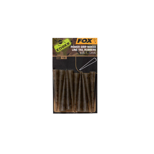 Fox Edges Camo Power grip naked tail rubbers size 7 x 10-pack