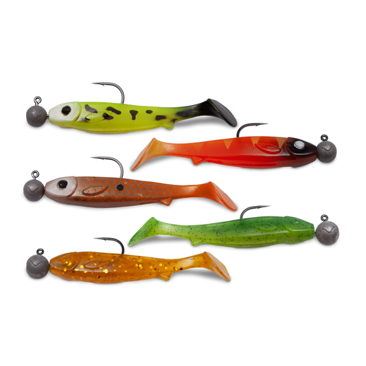 Kanalgratis Flatnose Mini 9cm with jig head (ready rigged), 5-pack