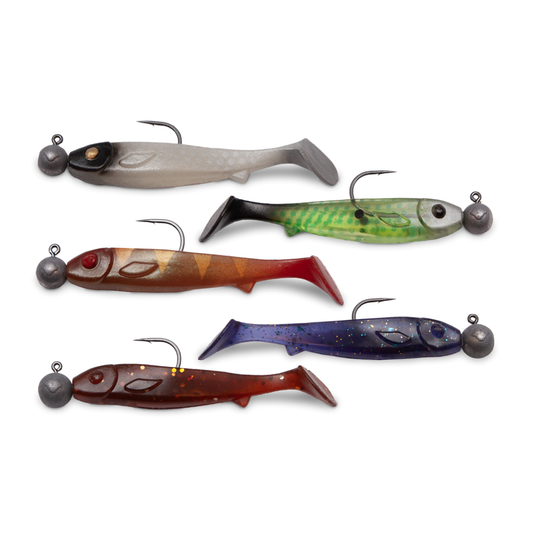 Kanalgratis Flatnose Mini 9cm with jig head (ready rigged), 5-pack