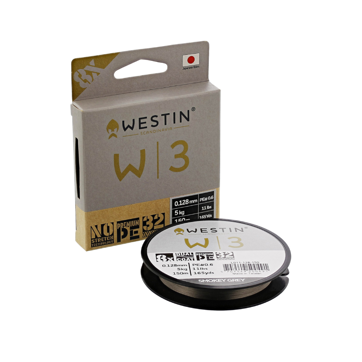 Westin W3 8 Braid Braided line, Smokey Gray 150m