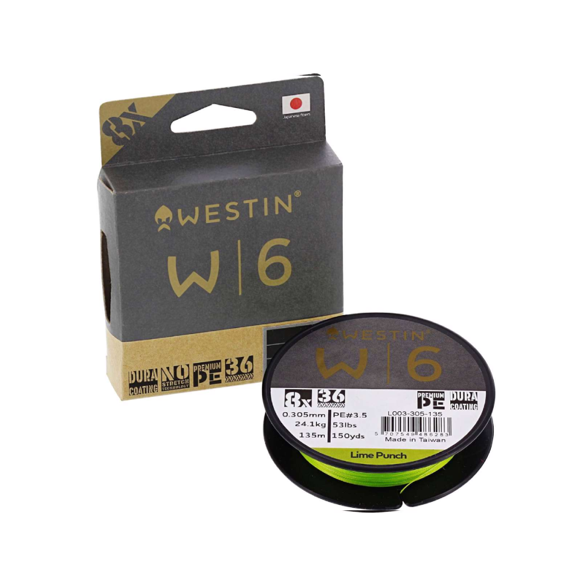 Westin W6 8 Braid Braided Line, Lime Punch 135m