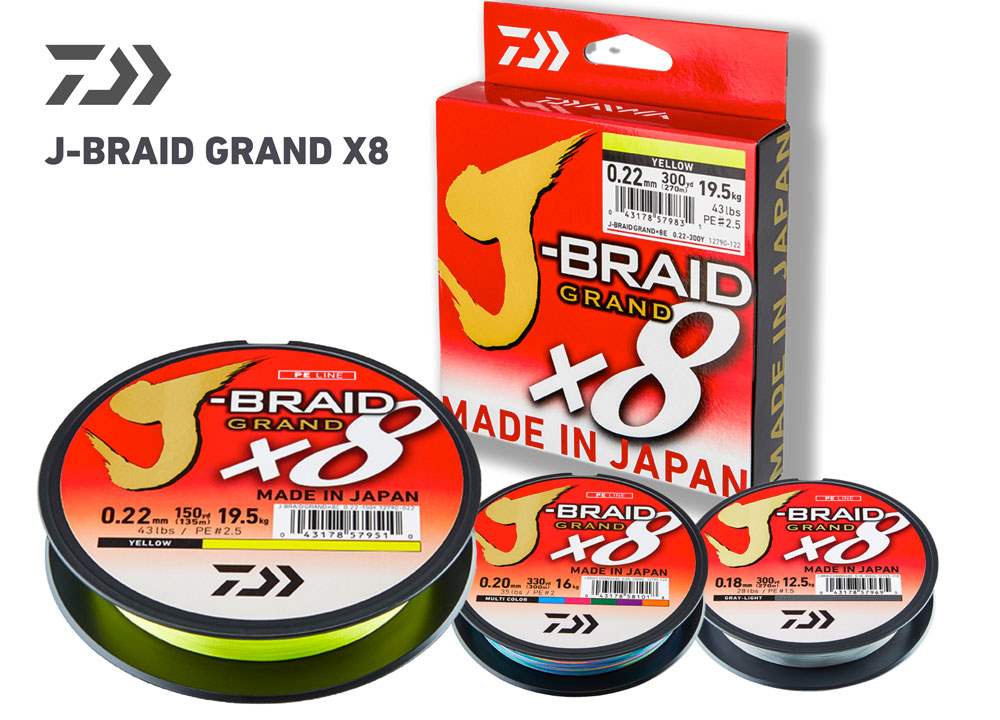 Daiwa J Braid Grand X8 Braid Chartreuse 135 meters